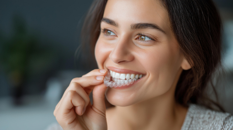 マウスピース矯正をしている女性